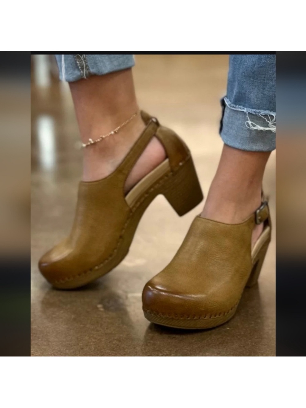 DANSKO Sassy Clog Sandal Tan Brown Leather Burnished Distressed Boho Platform 39 - Picture 12 of 13